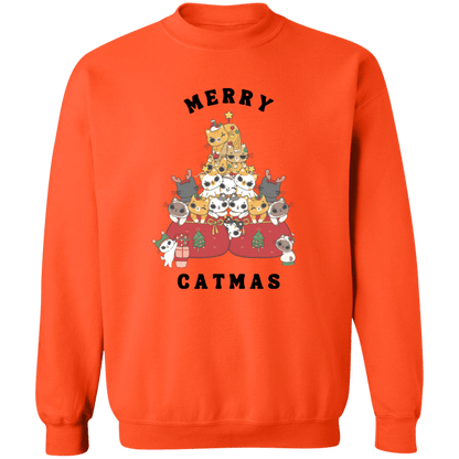 Merry Catmas Crewneck Pullover Sweatshirt | Ugly Christmas Sweater | Men, Pullover, Sweatshirts