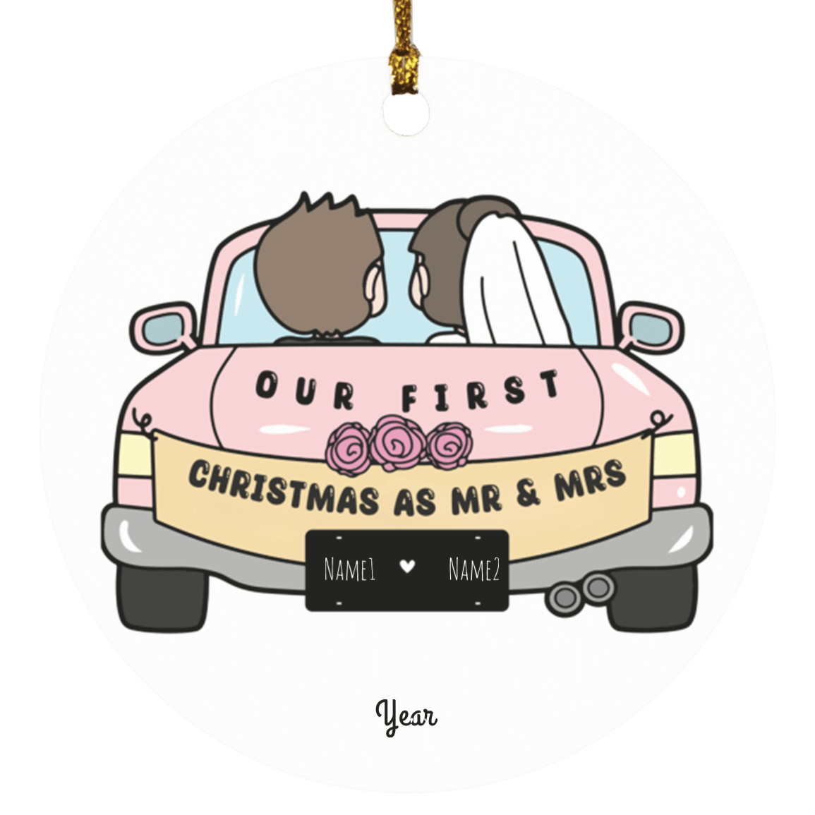 Personalized Couple First Christmas as Mr and Mrs Ornament