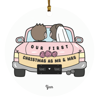 Personalized Couple First Christmas as Mr and Mrs Ornament