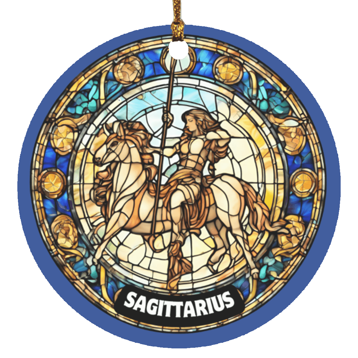 Zodiac Sign Stained Glass Design Ornament