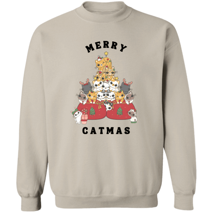 Merry Catmas Crewneck Pullover Sweatshirt | Ugly Christmas Sweater | Men, Pullover, Sweatshirts