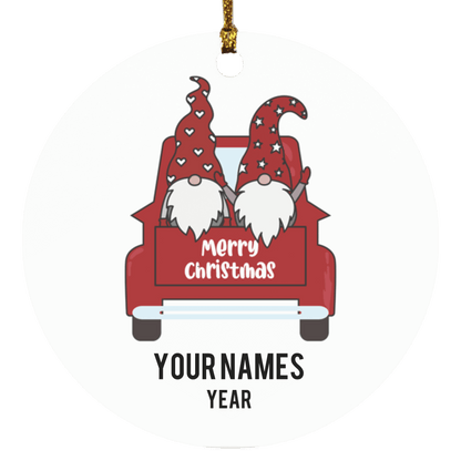 Personalized Gnomes Couple Ornament