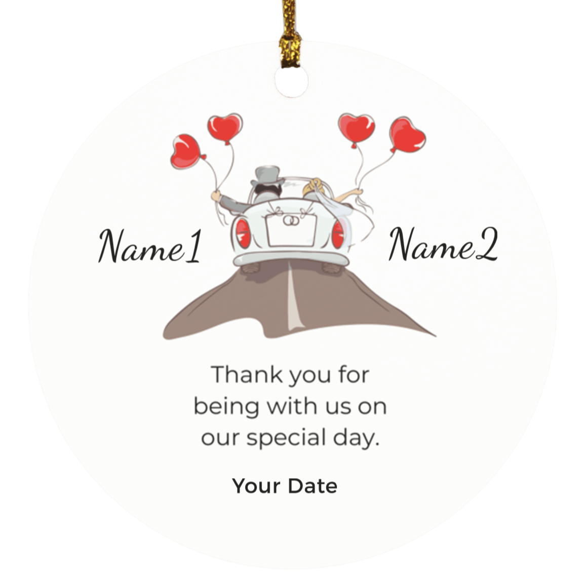 Personalized Just Married Thank You Ornament