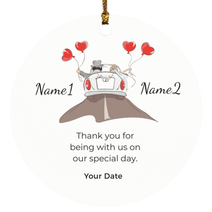 Personalized Just Married Thank You Ornament