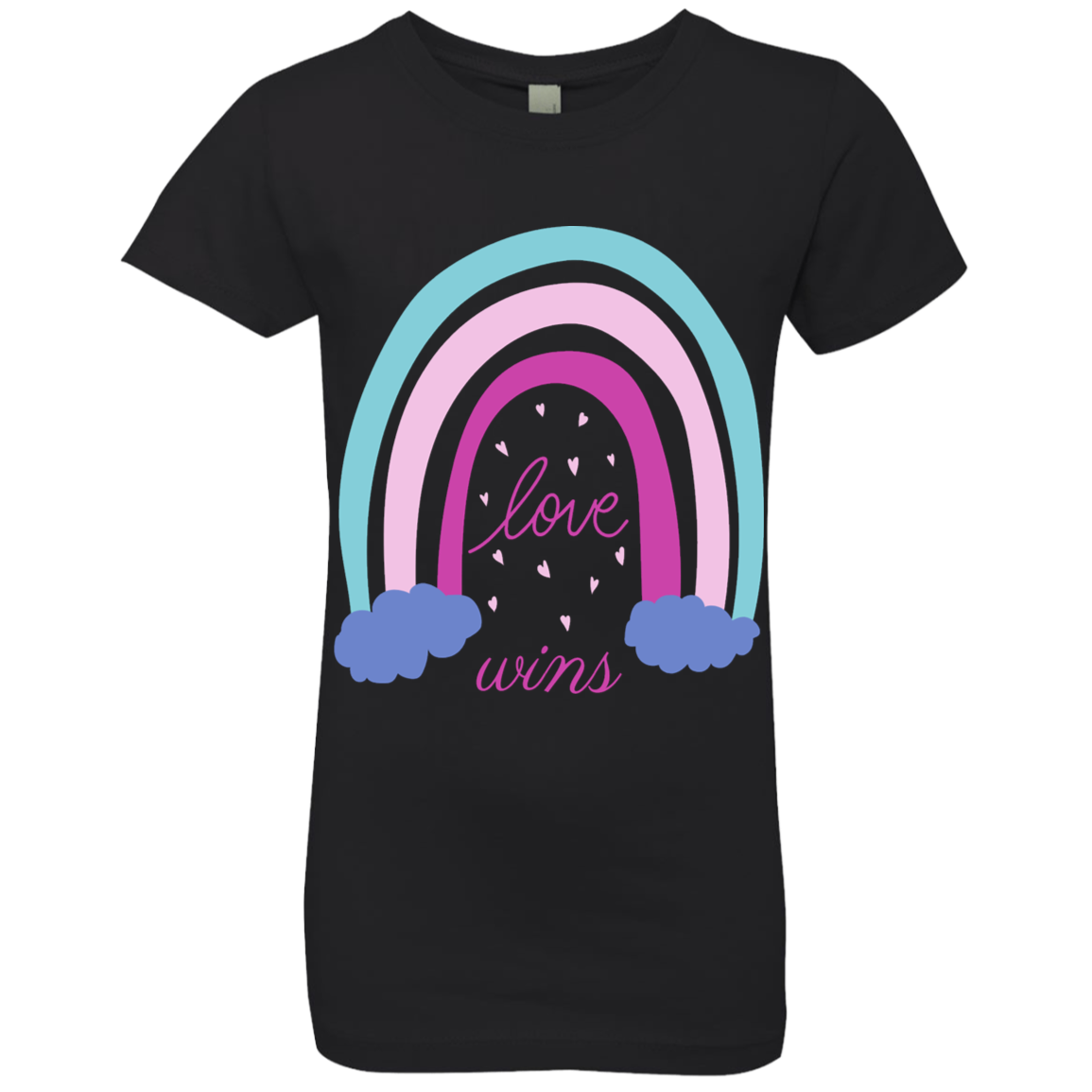 Rainbow Message Shirt Smile Good Vibes Only Love Wins Dream Big | Girls' Princess T-Shirt |