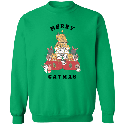 Merry Catmas Crewneck Pullover Sweatshirt | Ugly Christmas Sweater | Men, Pullover, Sweatshirts