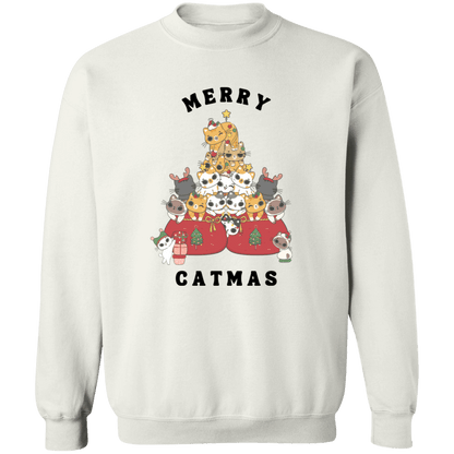 Merry Catmas Crewneck Pullover Sweatshirt | Ugly Christmas Sweater | Men, Pullover, Sweatshirts