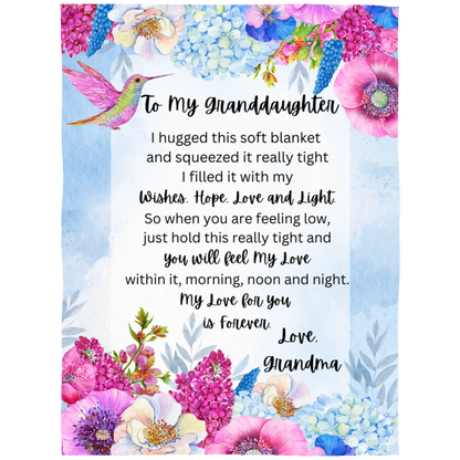 To My Granddaughter Bird and Flower Design Fleece Blanket |