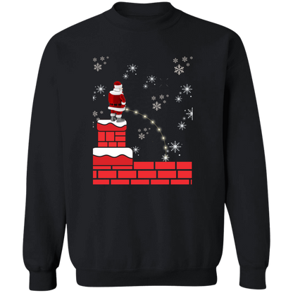 Santa In The Roof Crewneck Pullover Sweatshirt | Ugly Christmas Sweater | Men, Pullover, Sweatshirts