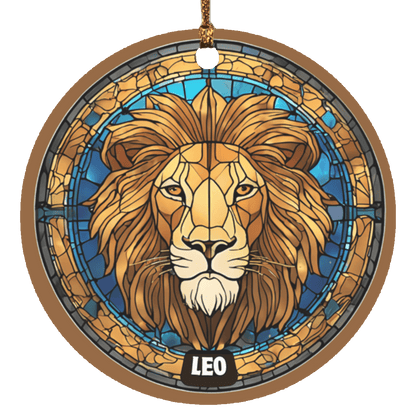 Zodiac Sign Stained Glass Design Ornament