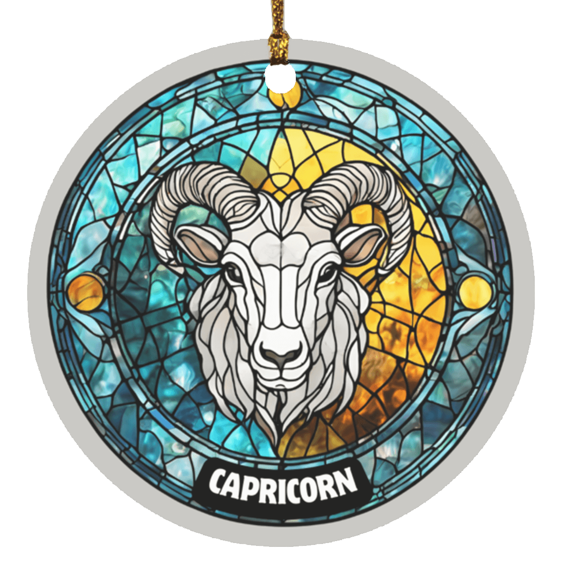 Zodiac Sign Stained Glass Design Ornament