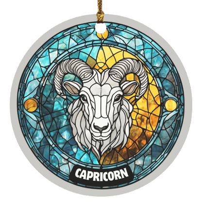 Zodiac Sign Stained Glass Design Ornament