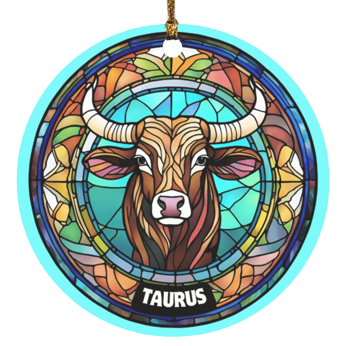 Zodiac Sign Stained Glass Design Ornament