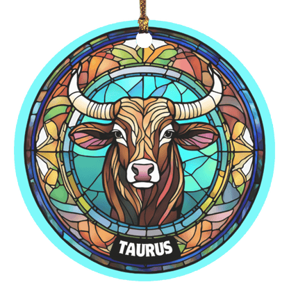 Zodiac Sign Stained Glass Design Ornament