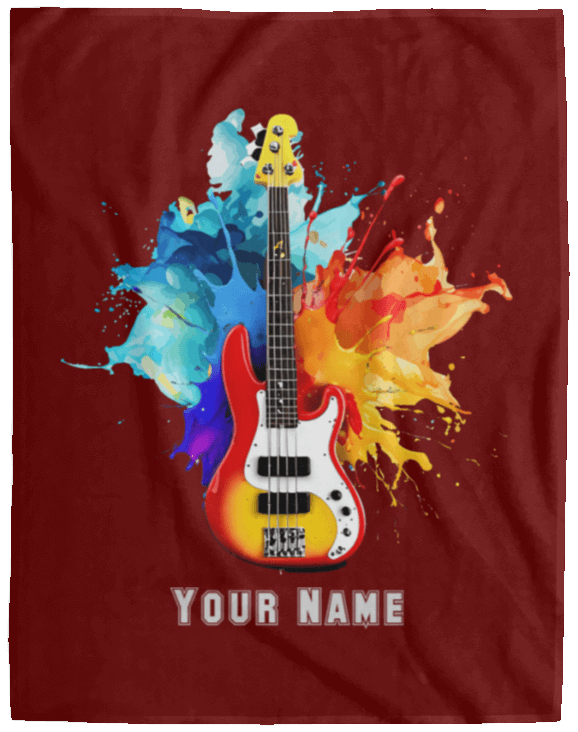 Personalized Bass Guitar Blanket