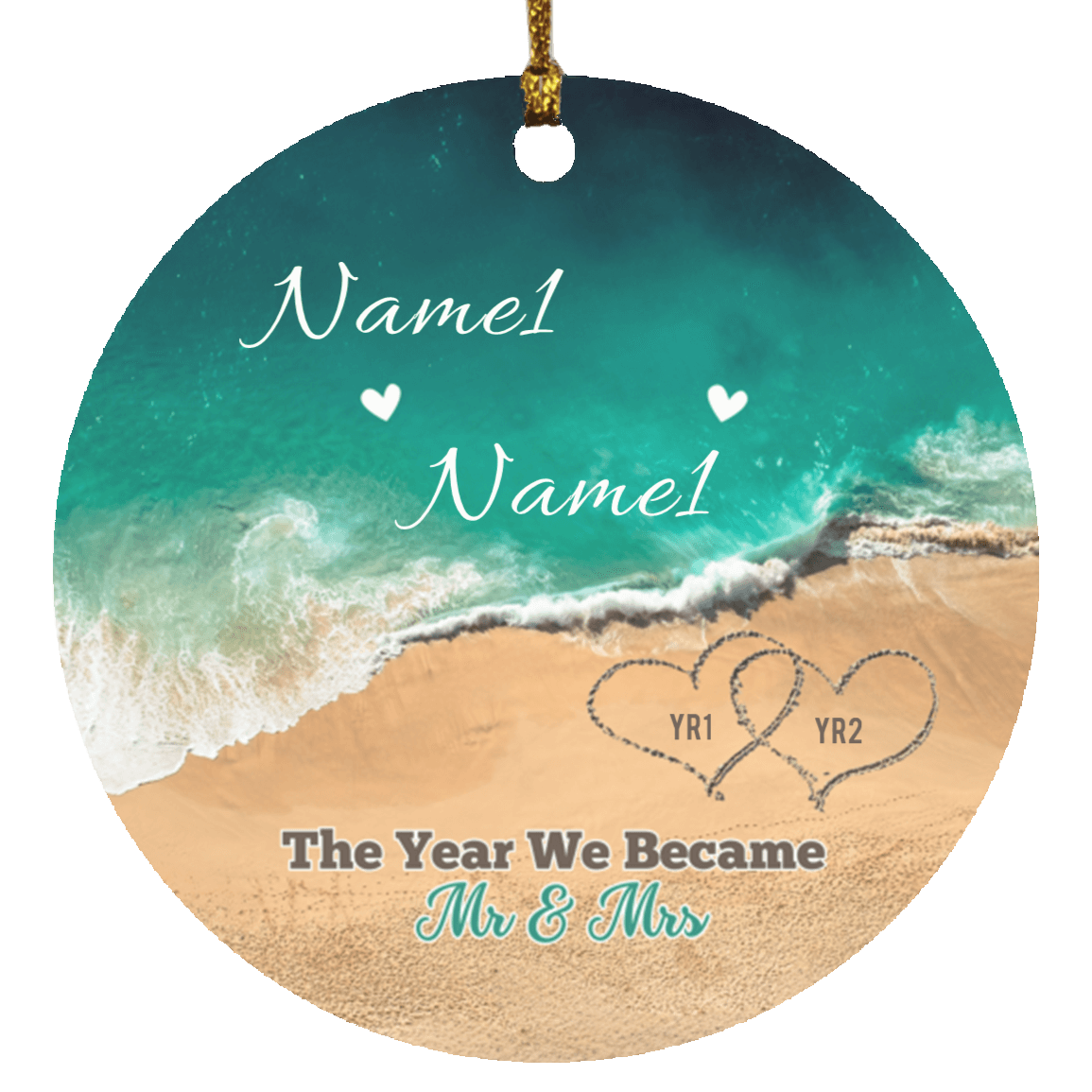 Personalized Couple Beach Ornament - The Year We Became Mr and Mrs