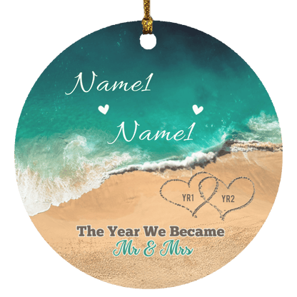 Personalized Couple Beach Ornament - The Year We Became Mr and Mrs