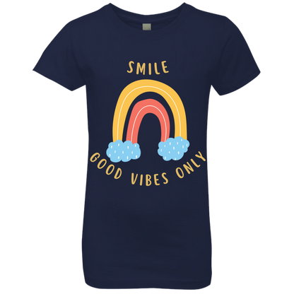 Rainbow Message Shirt Smile Good Vibes Only Love Wins Dream Big | Girls' Princess T-Shirt |