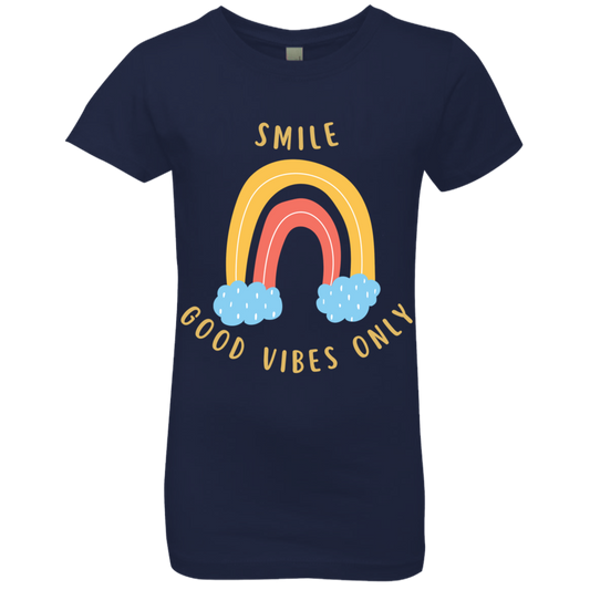 Rainbow Message Shirt Smile Good Vibes Only Love Wins Dream Big | Girls' Princess T-Shirt |