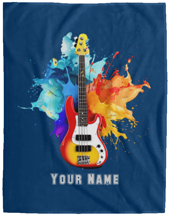 Personalized Bass Guitar Blanket