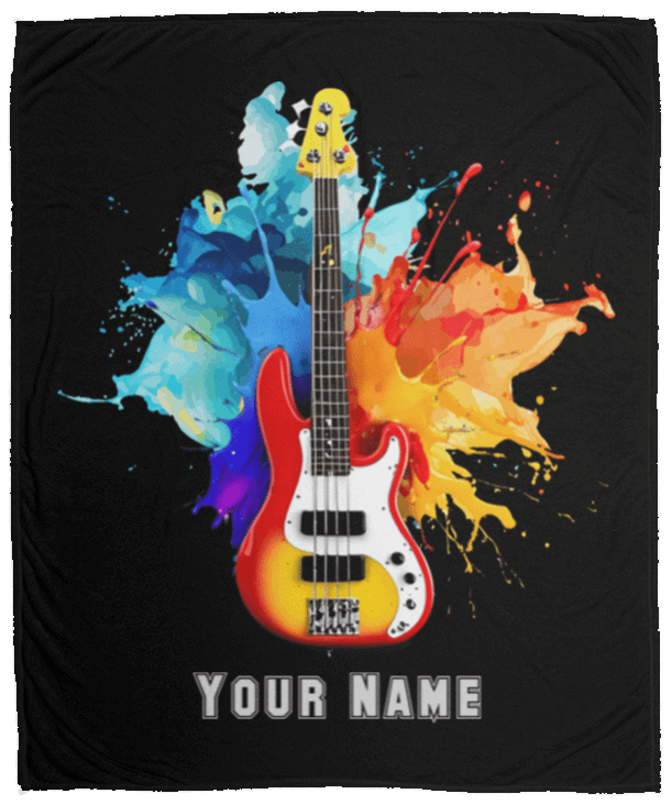 Personalized Bass Guitar Blanket