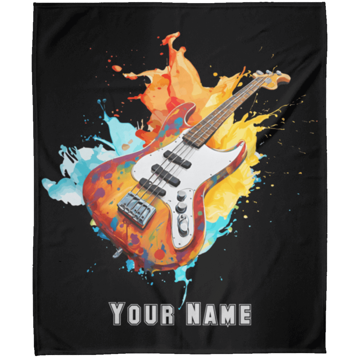 Personalized Bass Guitar Blanket