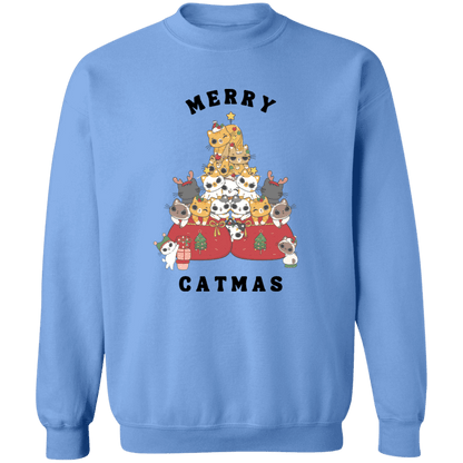 Merry Catmas Crewneck Pullover Sweatshirt | Ugly Christmas Sweater | Men, Pullover, Sweatshirts