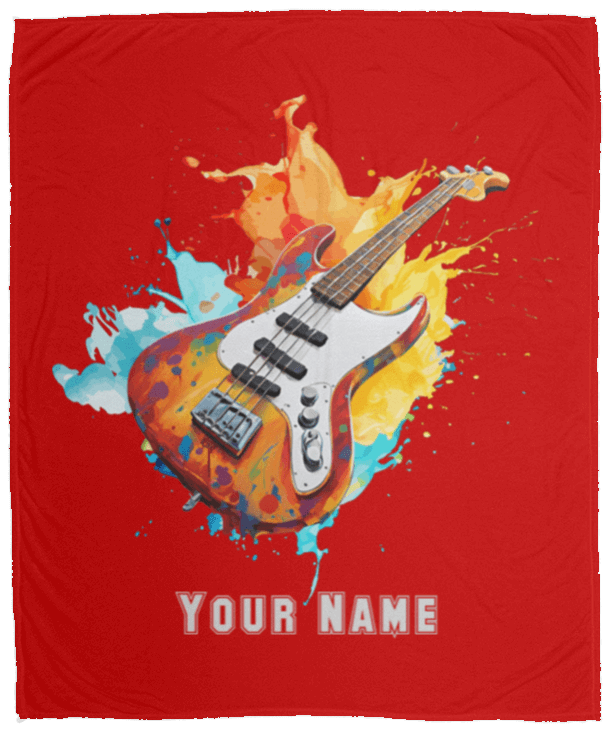 Personalized Bass Guitar Blanket