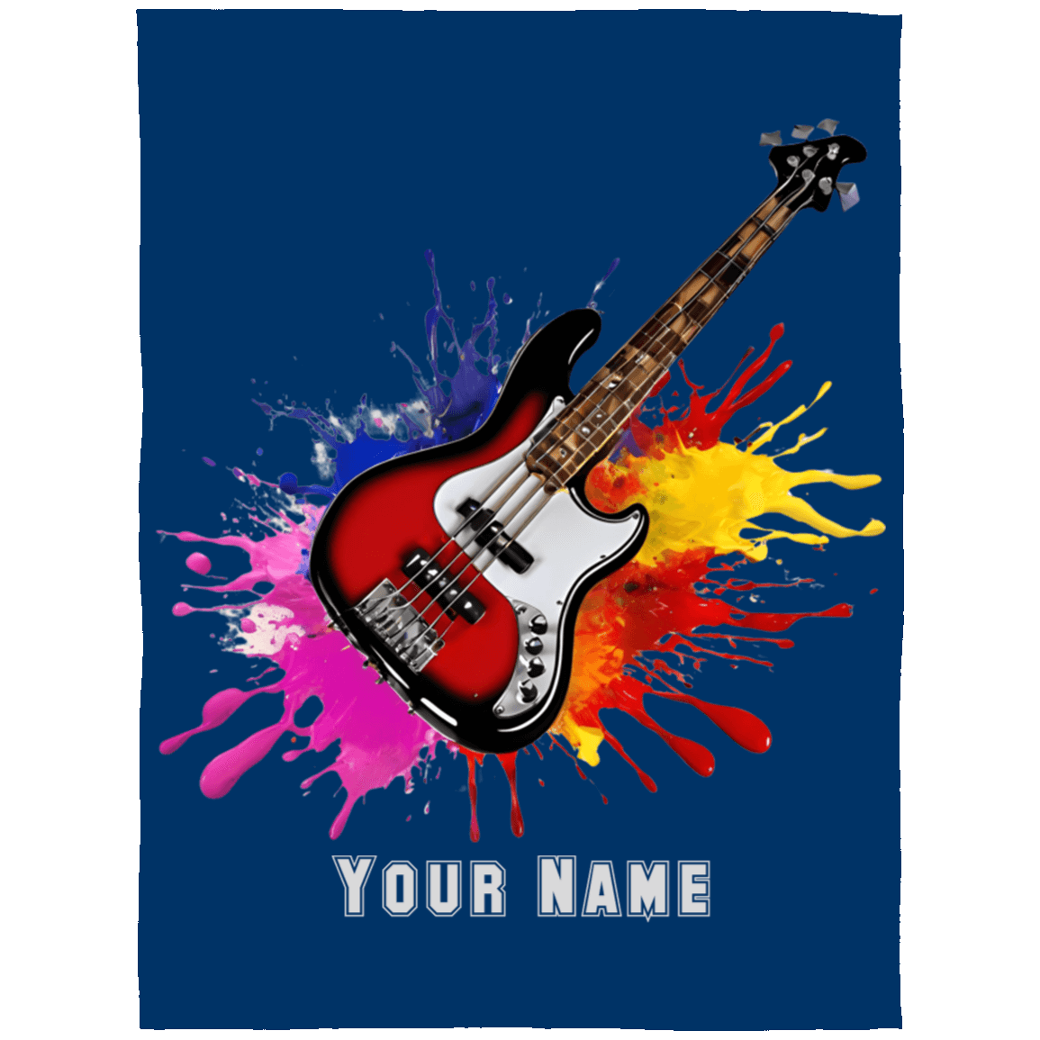 Personalized Bass Guitar Blanket