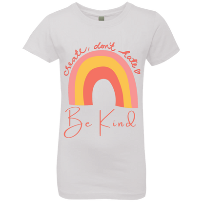 Rainbow Message Shirt Create Don't Hate Be Kind Dreamer | Girls' Princess T-Shirt |