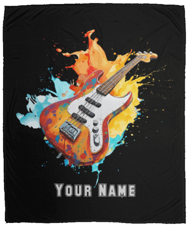 Personalized Bass Guitar Blanket