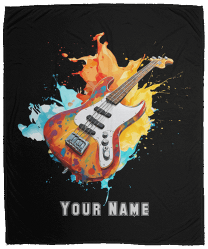 Personalized Bass Guitar Blanket