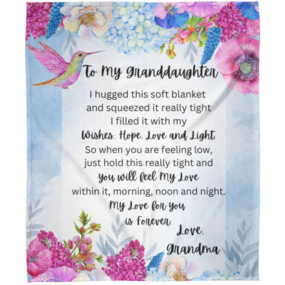 To My Granddaughter Bird and Flower Design Fleece Blanket |