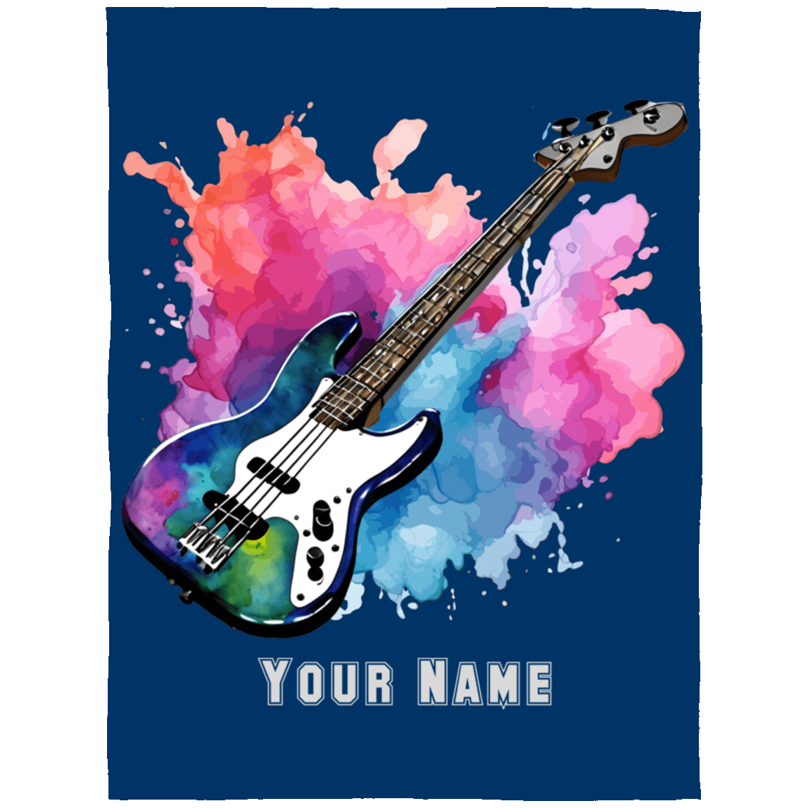 Personalized Bass Guitar Blanket