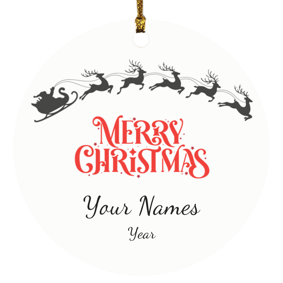 Personalized Merry Christmas Santa Sleigh Ornament