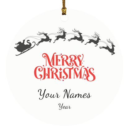 Personalized Merry Christmas Santa Sleigh Ornament