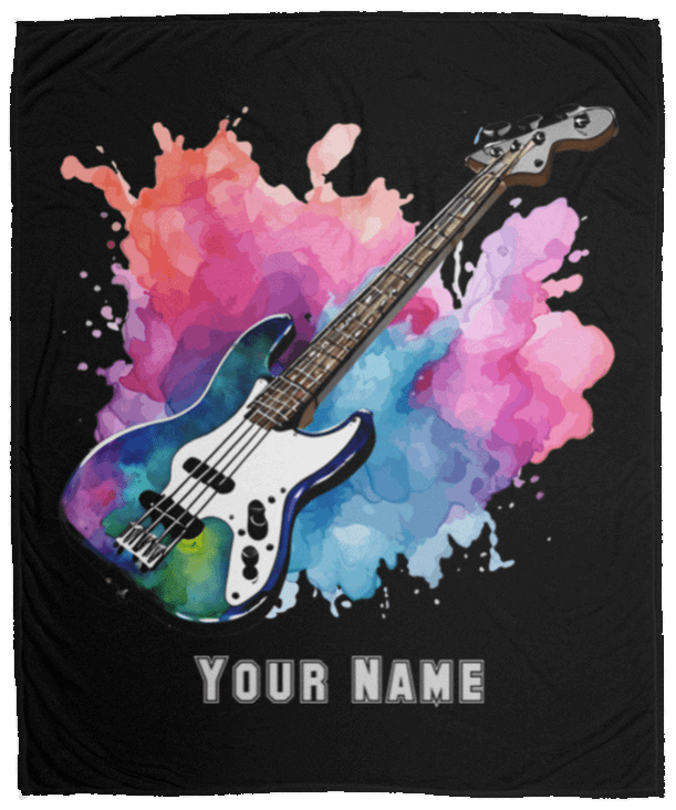 Personalized Bass Guitar Blanket