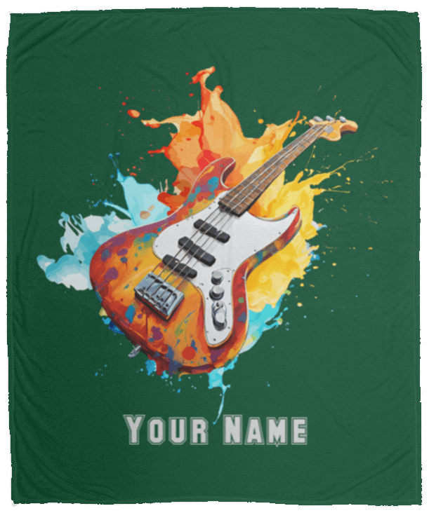 Personalized Bass Guitar Blanket