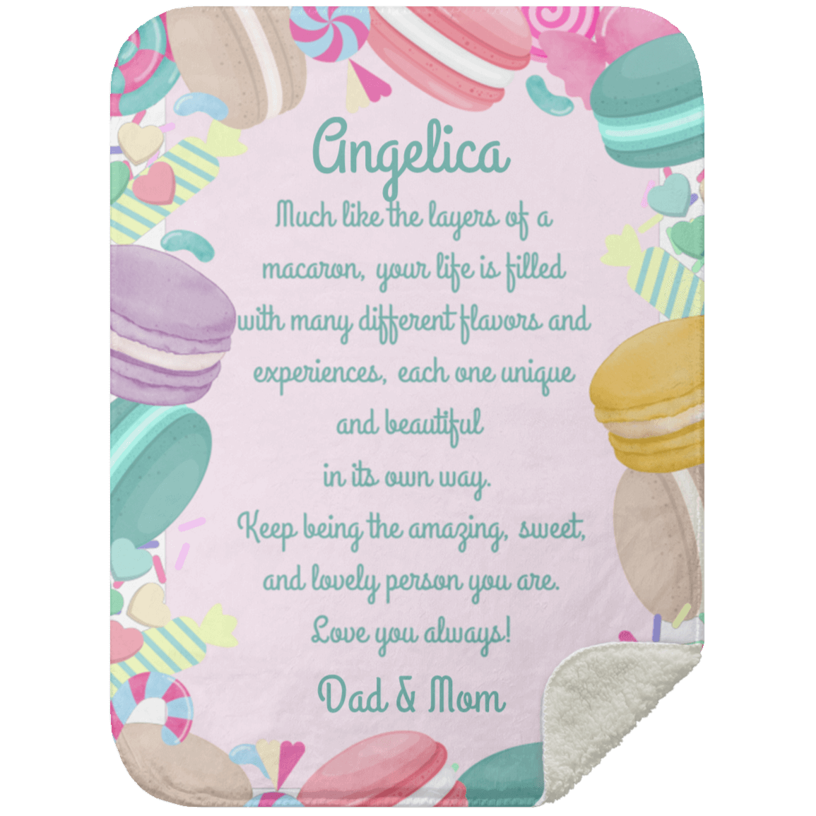 Personalized Macaron Sherpa Blanket - Indulgent Comfort |