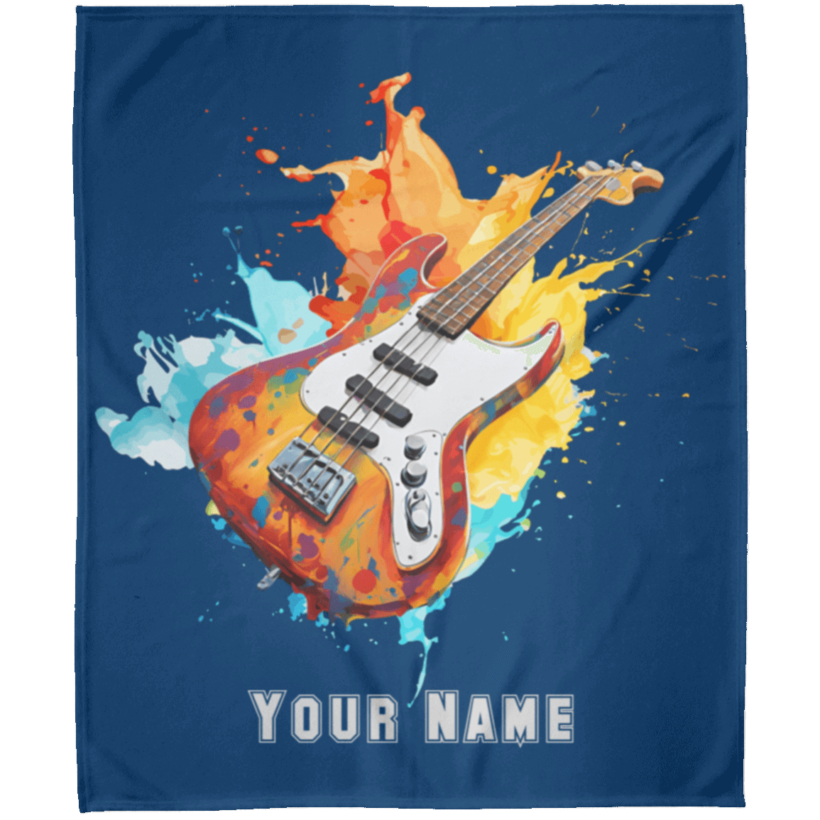 Personalized Bass Guitar Blanket