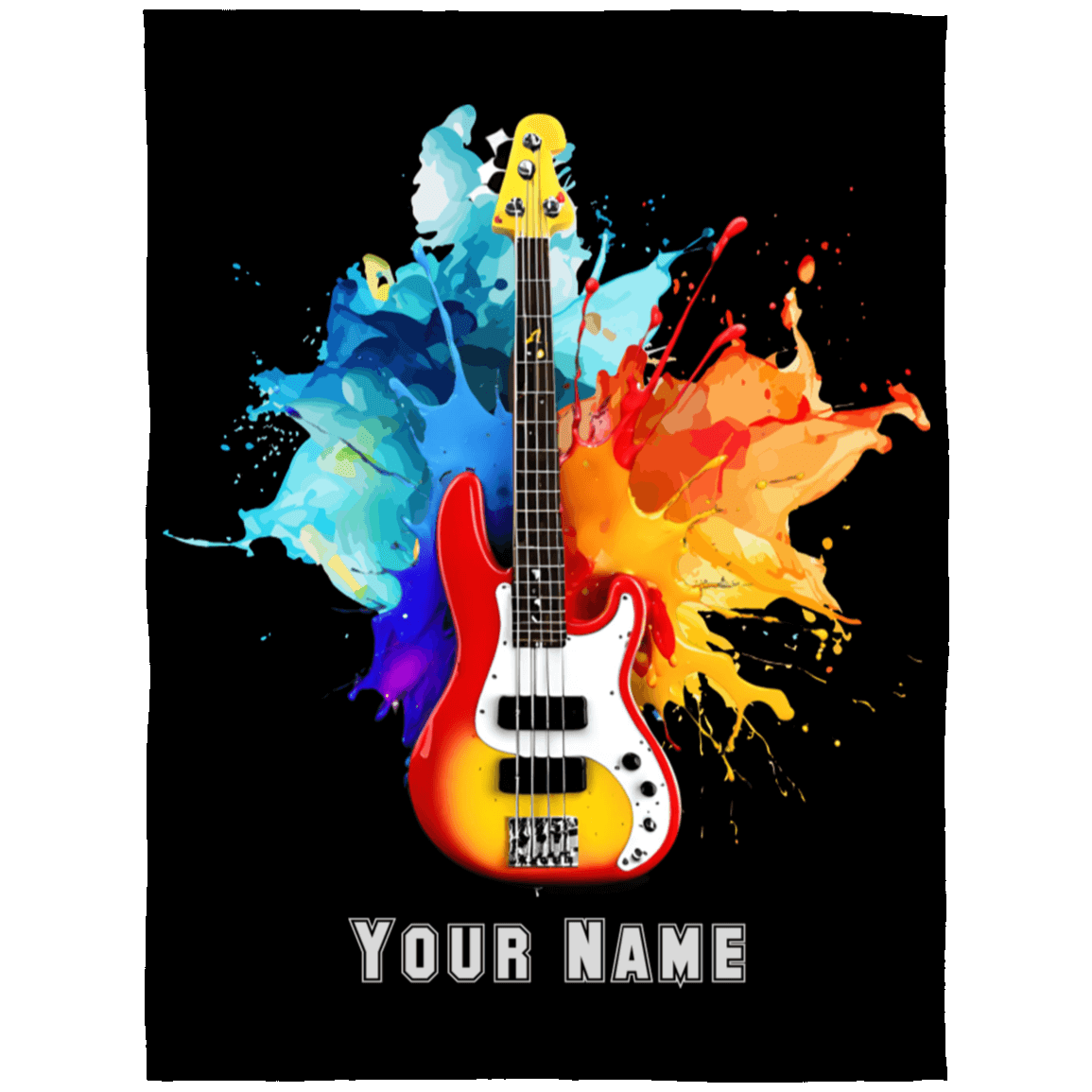 Personalized Bass Guitar Blanket