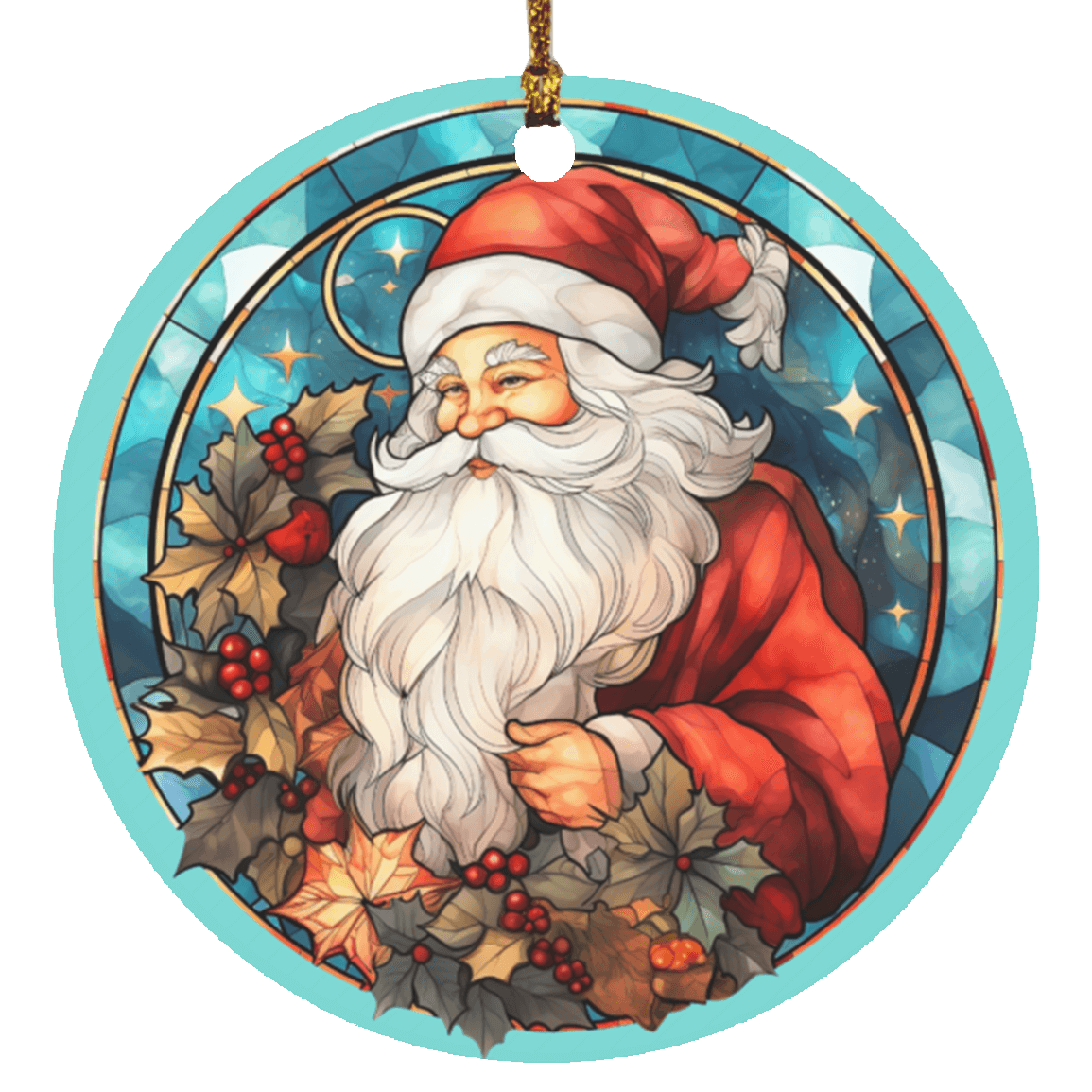 Santa Claus Stained Glass Design Ornament