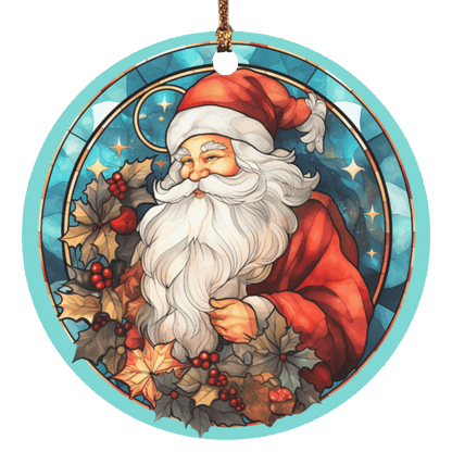 Santa Claus Stained Glass Design Ornament