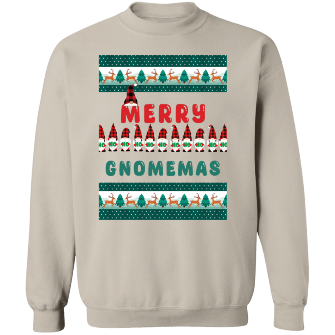 Merry Gnomemas Crewneck Pullover Sweatshirt | Ugly Christmas Sweater | Men, Pullover, Sweatshirts