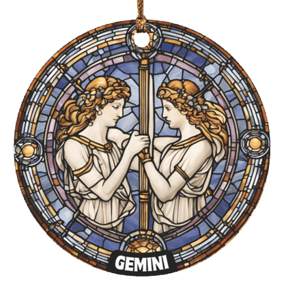 Zodiac Sign Stained Glass Design Ornament