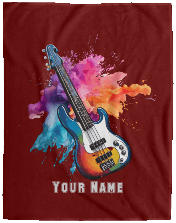 Personalized Bass Guitar Blanket