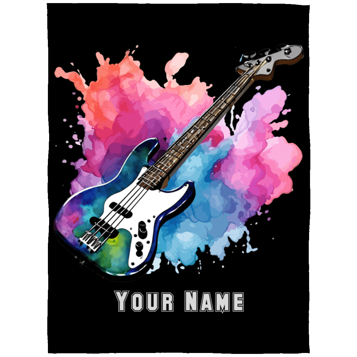 Personalized Bass Guitar Blanket