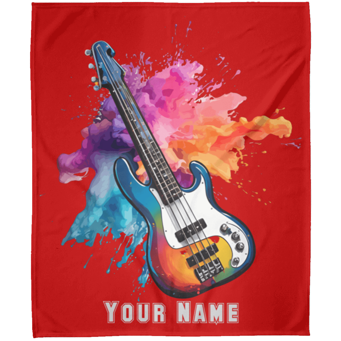 Personalized Bass Guitar Blanket