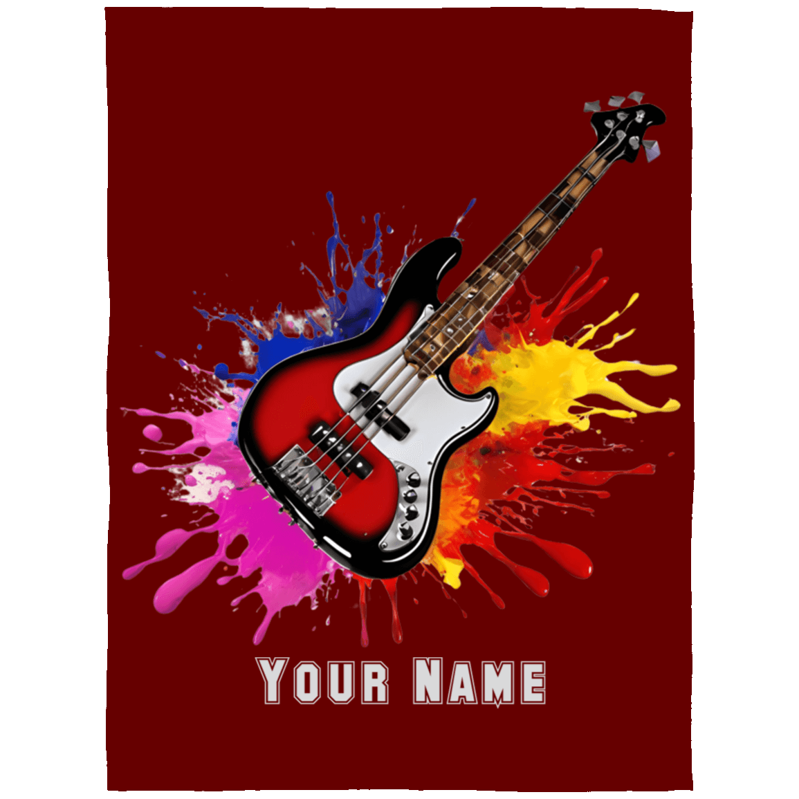 Personalized Bass Guitar Blanket