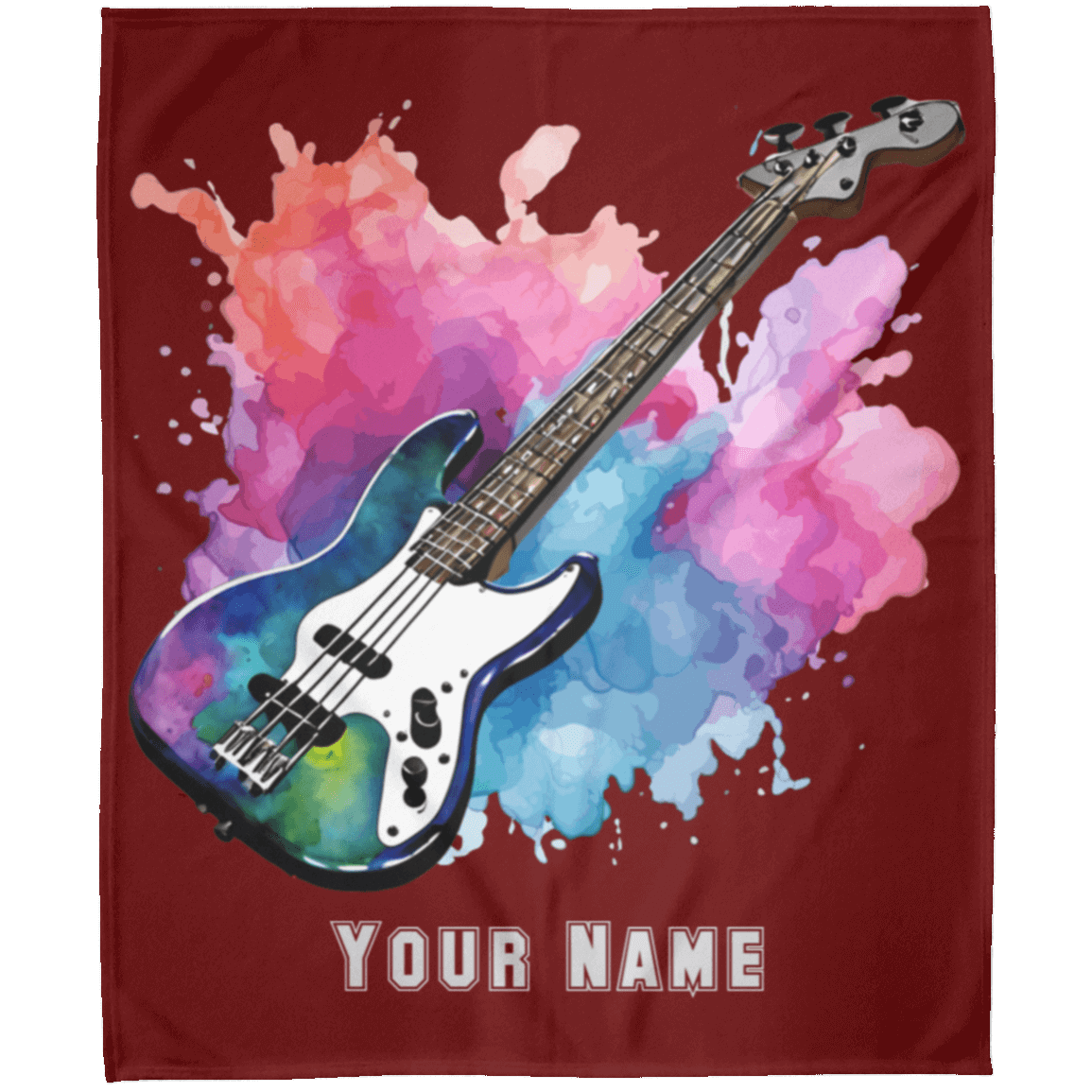 Personalized Bass Guitar Blanket